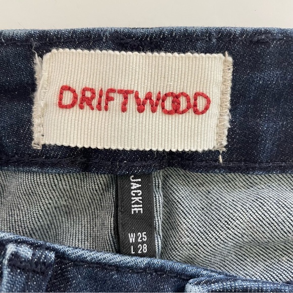 DRIFTWOOD Jackie Braided Side Blue Denim Skinny Raw Hem Crop Stretch Ankle Jeans - Picture 6 of 8